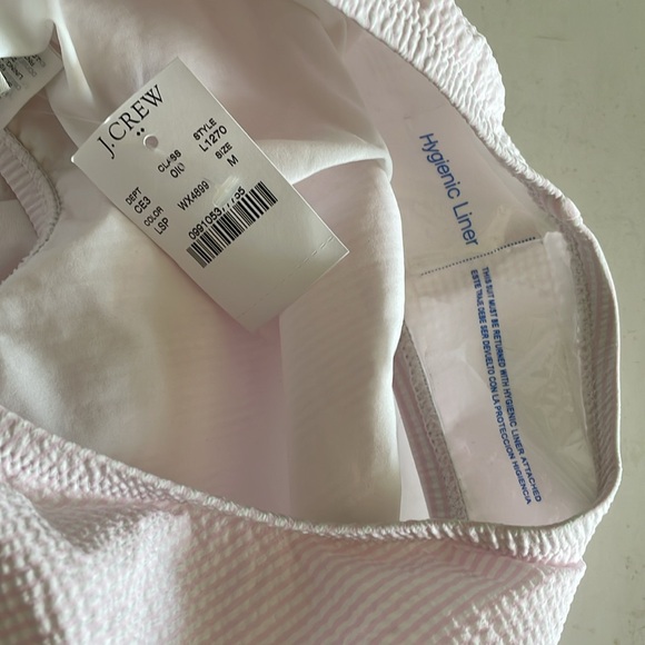 J. Crew Light Pink Bow Halter Neck Seersucker one piece swimsuit size M - Picture 7 of 9